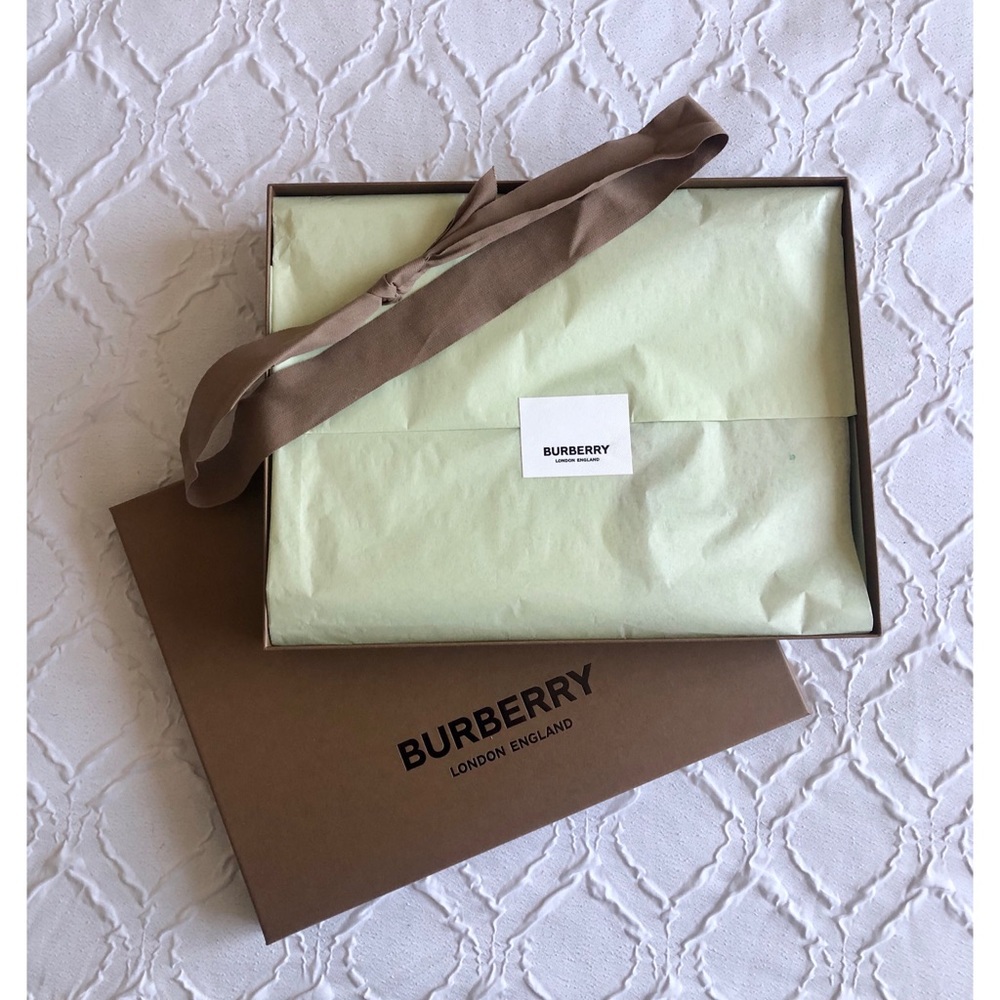 Burberry - B Series Logo Cashmere Scarf in Camel - Picture 8 of 10